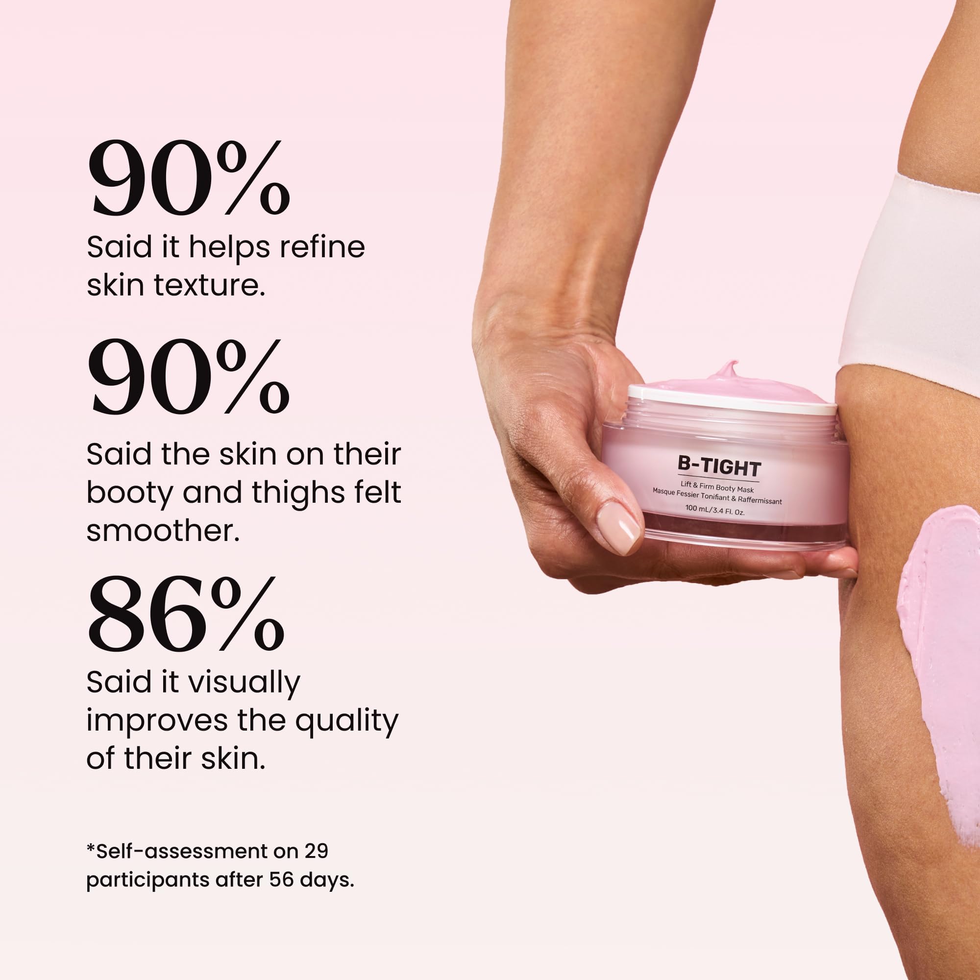 MAËLYS B-TIGHT Lift & Firm Booty Mask - Skin Tightening & Firming Cream for Booty & Thighs - Cellulite Cream with Caffeine & Brazilian Peppertree - Butt Mask for Smooth-Looking Skin (3 Pack) - Image 8